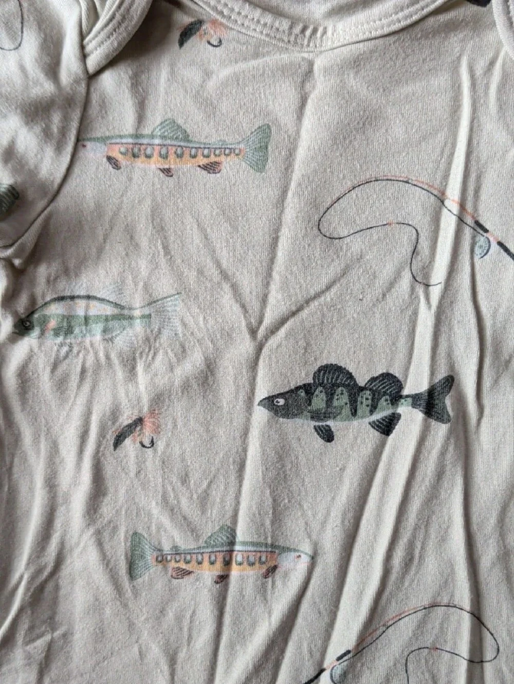 Kyte BABY Light Green Fish Print One-Piece Bodysuit